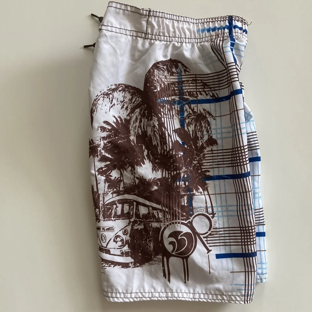 Vintage OP Ocean Pacific Volkswagen surf swim trunks size S 6/7 EUC